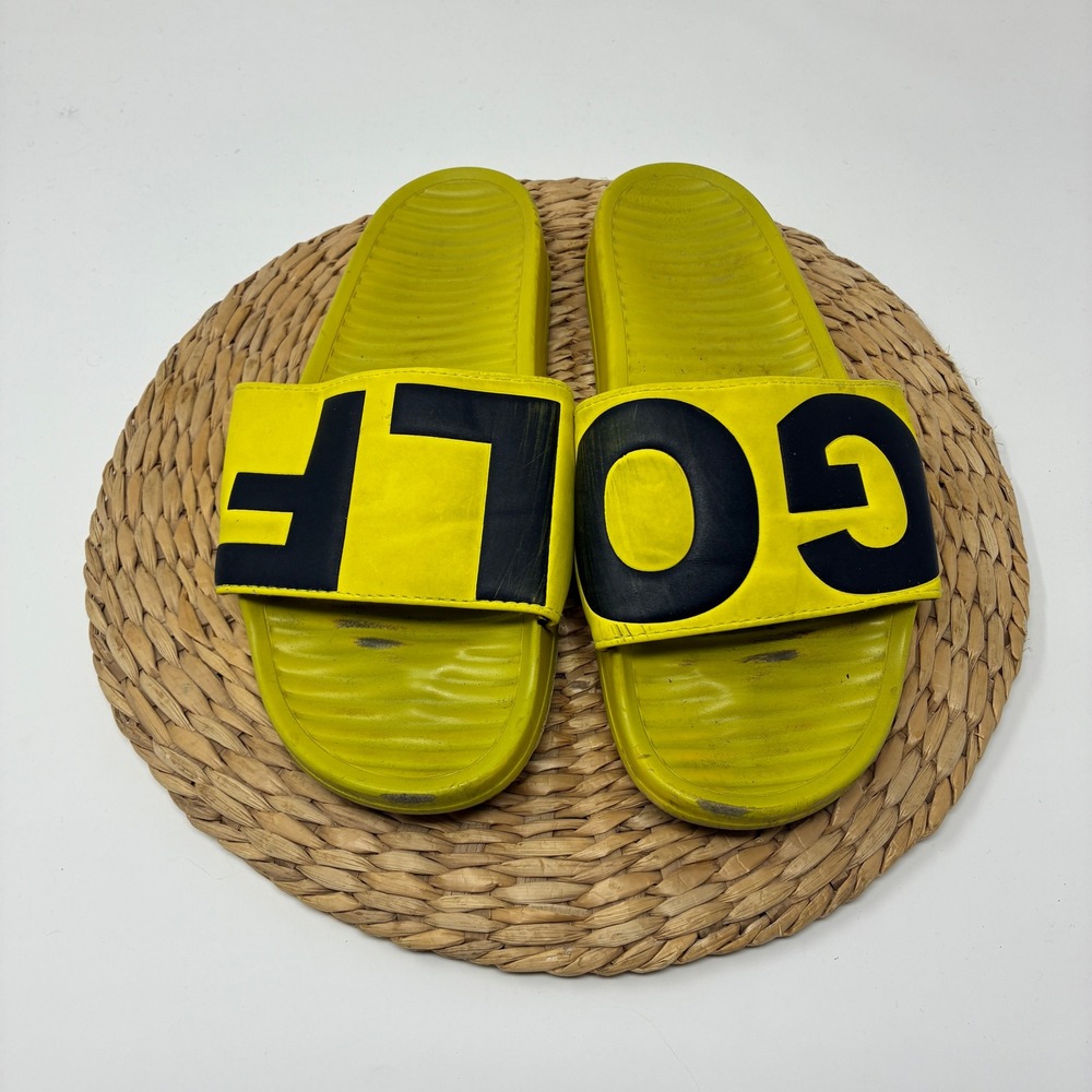 Golf Wang Yellow Black Logo Slide Sandals Streetwear‎ Mens 8 Women 10 Vintage
